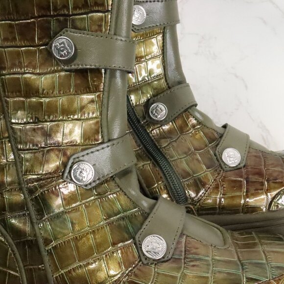 DC Shoes Women's 7 Filter Green Crocodile Military Pirate Tall Boots RARE 2008 - Picture 6 of 11